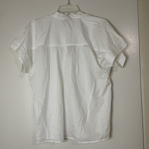 NEW! Universal thread white vneck short sleeve casual cotton blouse top medium - Picture 3 of 5